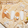 White nail decoration with bow, brand resin, new collection, ready-made product, internet celebrity