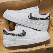 AJ莆田正品官网AF1空军一号案发现场男款黑武士男鞋低帮纯白板鞋