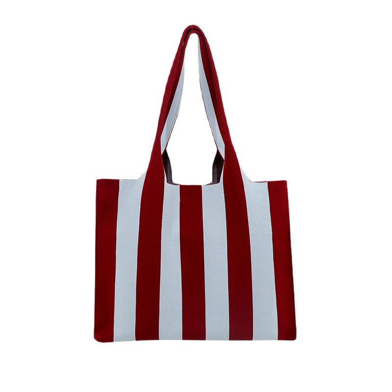 Bolsa de punto a raya mayorista personalizada de damas hombro de gran capacidad bolsa de mano universal simple pequeña bolsa fresca