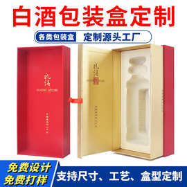 白酒包装礼盒源头工厂定制特种纸烫金单支装三合一天地盖白酒酒盒