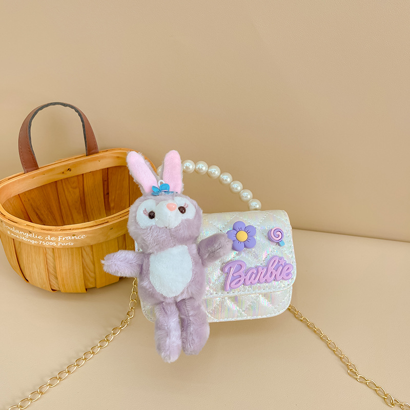 2023 nuevo bolso de los niños bolsa de hombro de conejo de dibujos animados estilo Chanel princesa bolsa perla portátil monedero bolsa