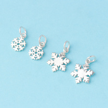 s925银首饰品 素银diy银饰配件 雪花小吊坠 手链项链串珠材料