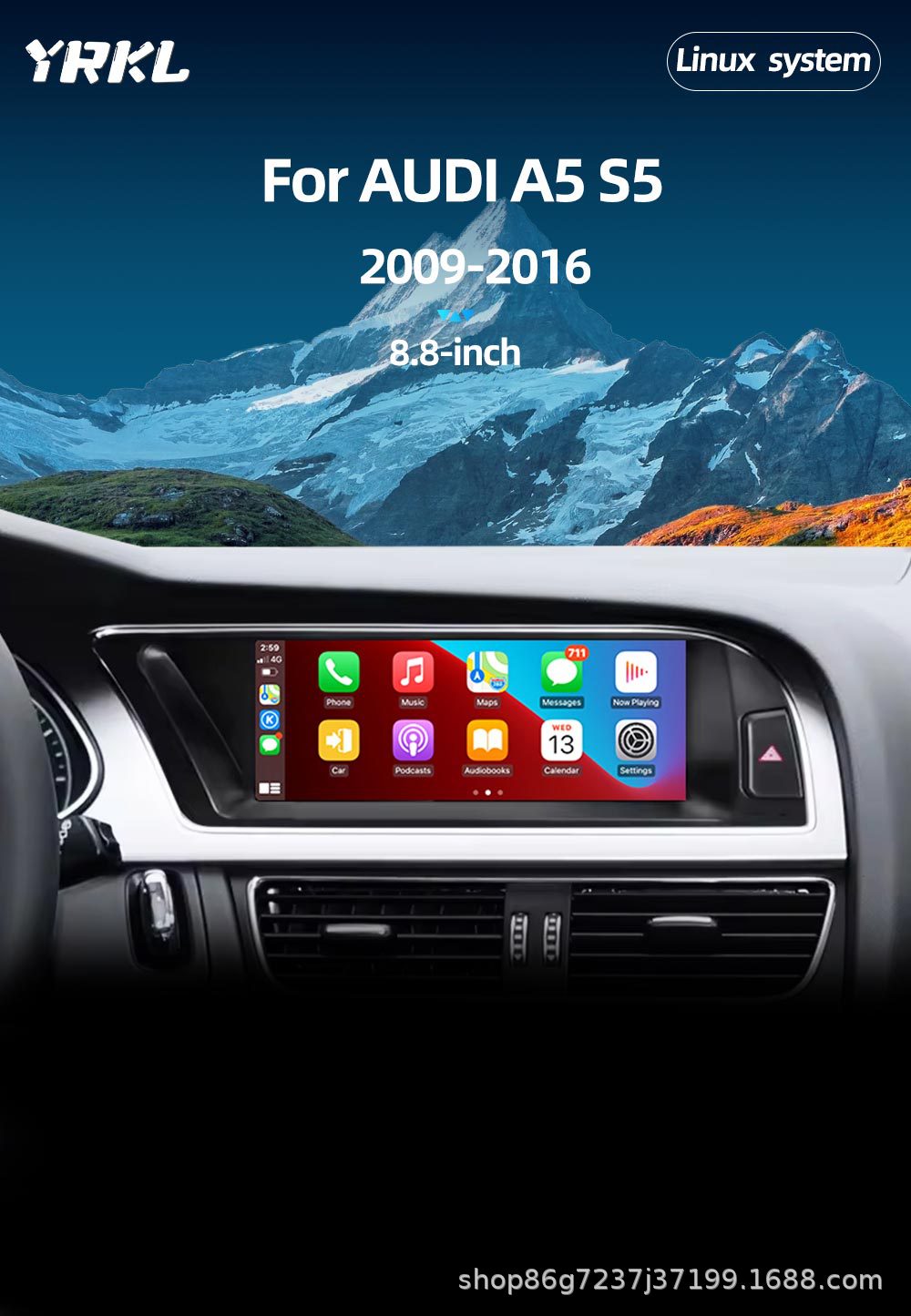 8.8inch Suitable for Audi A5 S5 Car Navigation Bluetooth Reversing Image Navigation All-In-One Central Control Display Screen