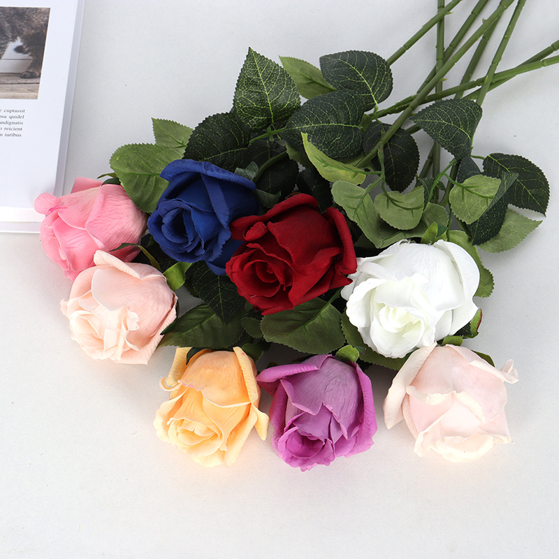 手感保湿圆玫瑰仿真花插花装饰情人节婚庆摆设舞蹈道具红玫瑰假花