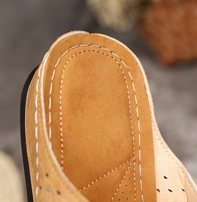 Sandali piatti da donna Scarpe comode e traspiranti per il tempo libero Scarpe comode da spiaggia in pelle per il mare all'aperto Scarpe estive da spiaggia chiuse_voghion.com