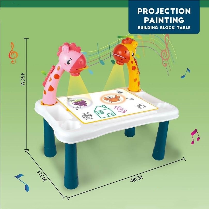 Cross-Border Hot-Selling Kidsren's Projection Painting Table Extra Large Double-Headed Drawing Board Table Deer Graffiti Multi-Functional Educational Toy