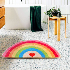 Semi-circular rainbow bathroom entrance floor mat absorbent bathroom door mat bathroom toilet door non-slip foot mat