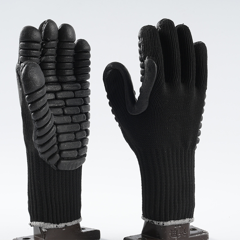 Impact-resistant shock-absorbing gel-coated gloves for drilling, heavy-duty insulated gel-coated safety gloves for mining and labor protection