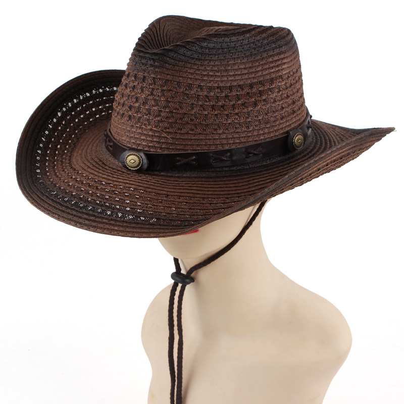 Primavera y verano hombres y mujeres de estilo étnico casual neutro sombrero de paja de estilo europeo y americano curvo ala sombrero al aire libre protección solar sombrero al por mayor