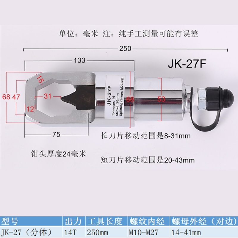 Cortador de Tuercas Hidráulico Eléctrico EC-2432 Recargable para Tuercas Oxidadas