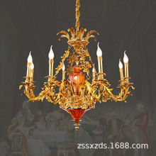 法式吊灯客厅卧室餐厅蜡烛吊灯欧式奢华复古别墅复式楼全铜吊灯