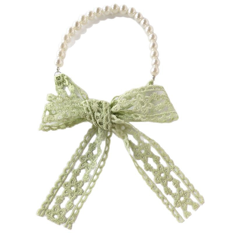 Pañuelo de seda de encaje, bolso tejido de alta calidad, regalo de mano de perlas, collar de perlas, bufanda de cadena de clavícula