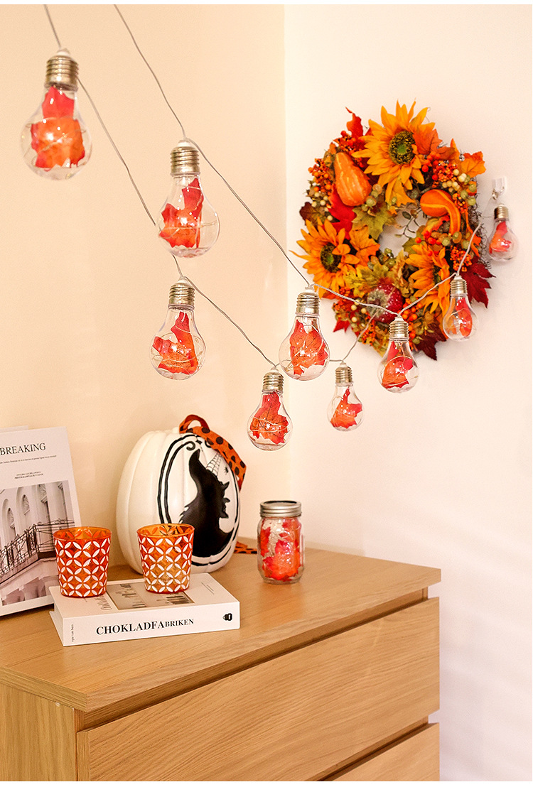Halloween Cute Maple Leaf Plastic Party String Lights display picture 2