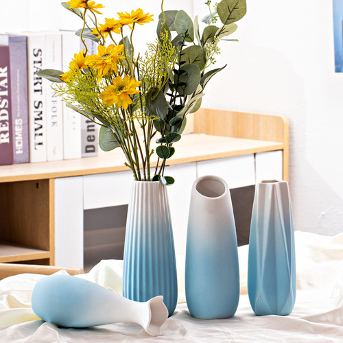 Ceramic vase colorful dried flowers full of gypsophila creative hydroponic pothos blue vase decoration dining table bar Amazon