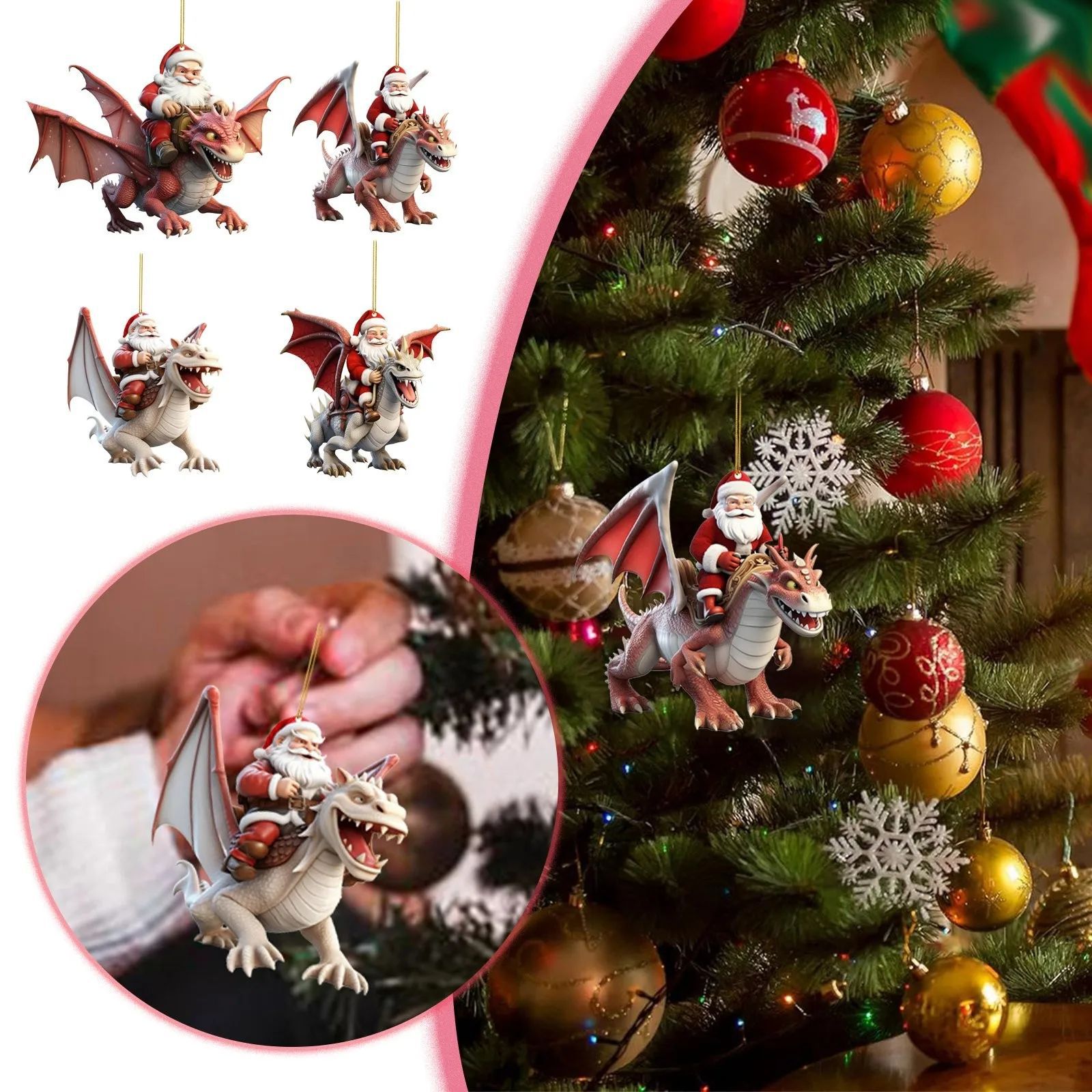 2023 Santa Claus equitación Flying Dragon Sky gota regalo ambiente de vacaciones, decoraciones colgantes, acrílico regalos Navidad