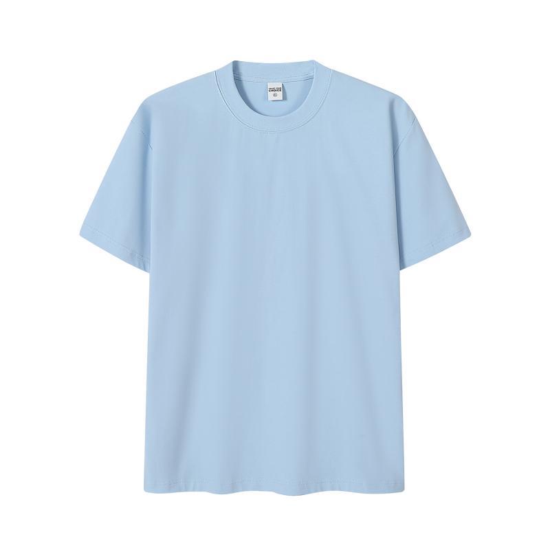 Camiseta de cuello redondo regular de hilo de spandex pesado de 230g, moda de verano