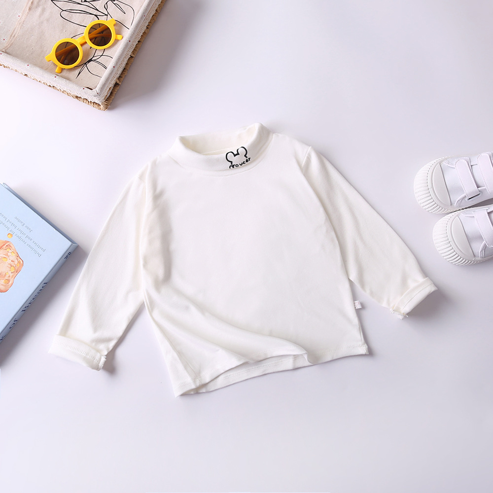 Camiseta interior personalizada para niños, top para niños, ropa interior para niñas, camiseta de manga larga para otoño e invierno, camiseta de cuello alto, cuello medio alto.