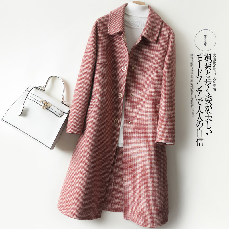 2022 autumn and winter double-sided cashmere coat women's new handmade wool coat long slim-fit double-sided woolen coat
