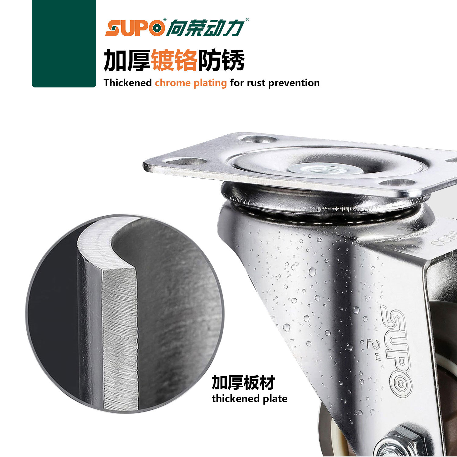 Xiangrong Power 1 pulgada / 1.5 pulgadas TPR silencioso universal rueda de goma correa de freno rueda especial para equipos de muebles