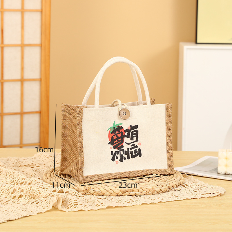 Nuevo bolso de lino estudiante caja de almuerzo ropa de protección del medio ambiente compras bolso ojo bolsa de lino bolso de lona