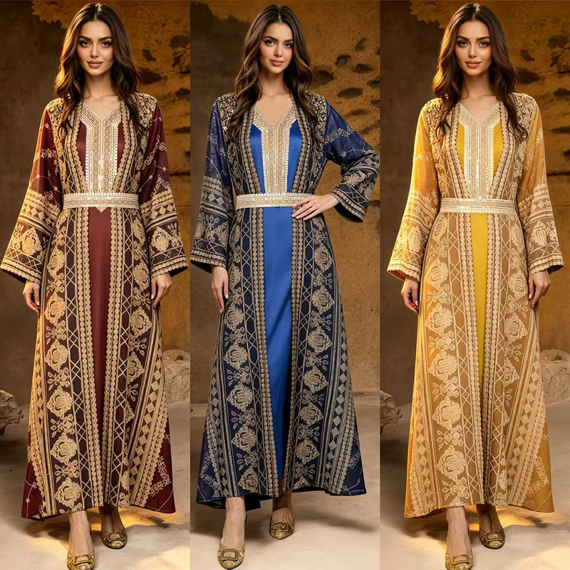 Mt561 In-Stock New Fashion Dress, Malaysian Clothing, Elegant Embroidered Plus-Size Two-Piece Robe Set Mt561 In-Stock New Fashion Dress, Malaysian Clothing, Elegant Embroidered Plus-Size Two-Piece Robe Set
