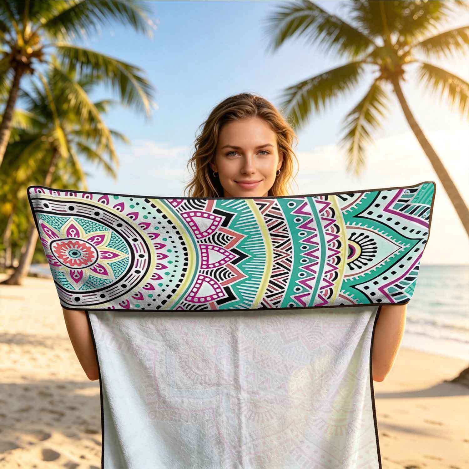 2-piece dual-use car seat cover, ultra-fine fiber, can be used as a beach towel, printed car protective seat cover 6