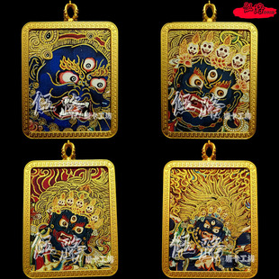 Big Black Sky Avatar Semi-Hand-Painted Gold Thangka Five-Way God of Wealth Avatar Black God of Wealth Xizang Puxian Canvas Can Be Changed