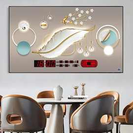 挂墙钟表数码万年历时钟日历客厅挂钟电子钟钟LED显示壁挂式北欧