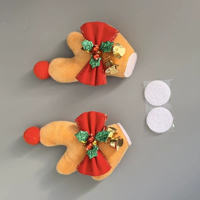 Motosiklet dəbilqələri — Antlers Elk Christmas Helmet - christmas-deer-1-pair-yellow