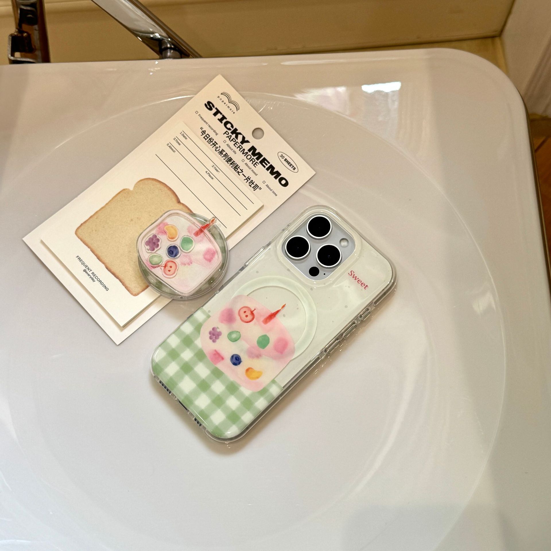 Funda para teléfono móvil Apple 16ProMax divertida y linda tarta de frutas a cuadros 15/14 nicho 15Pro mujer 13