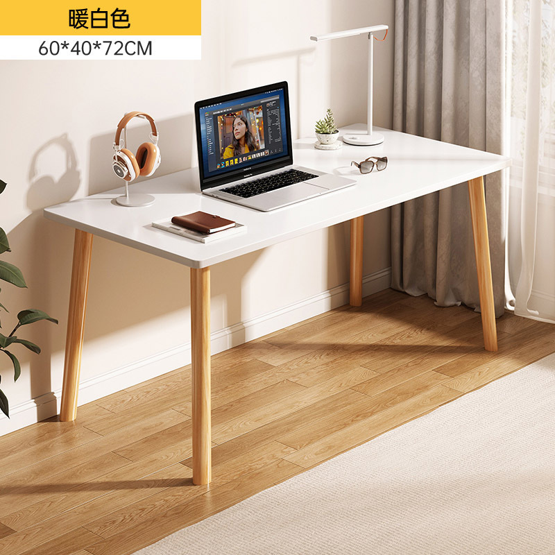 Escritorio rectangular simple para computadora, ideal para viviendas de alquiler, dormitorio, oficina en casa, escritorio de estudio para niñas.