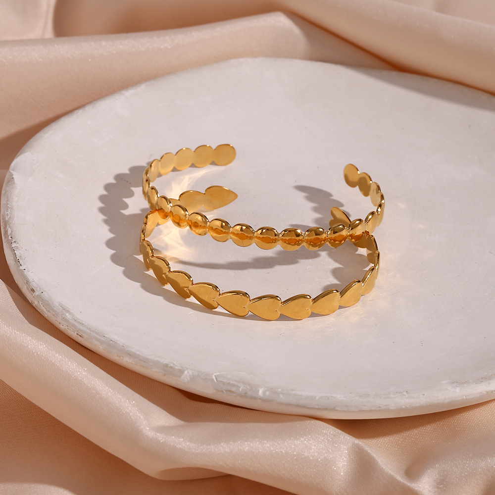 Solid Color Pattern PVD Coated Real Gold Plated 18K Gold Solid Color 304 Stainless Steel Fashion Waterproof Non Tarnish Bangle