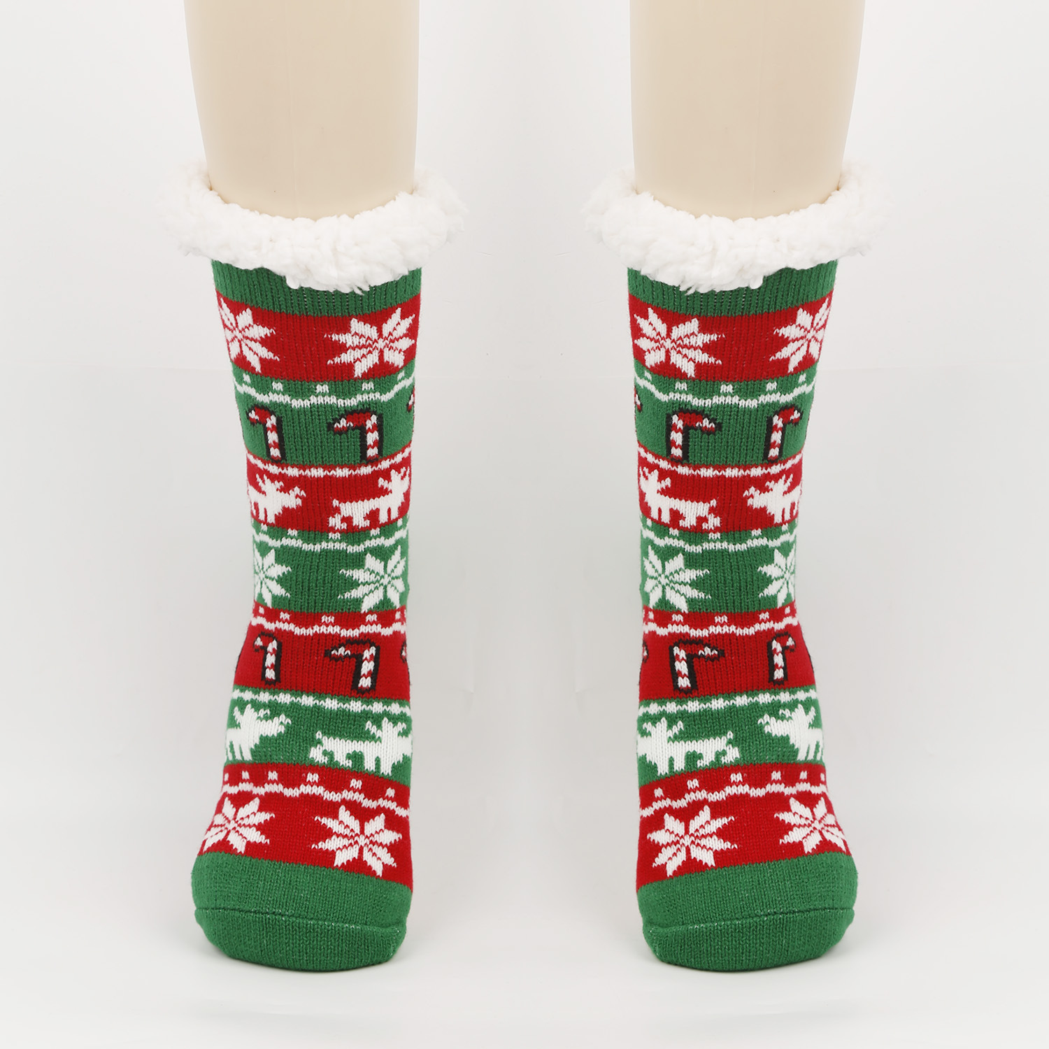 Calcetines de Navidad calcetines de piso de otoño e invierno para mujer calcetines de nieve engrosados forrados de lana calcetines de sueño en casa calcetines de alfombra