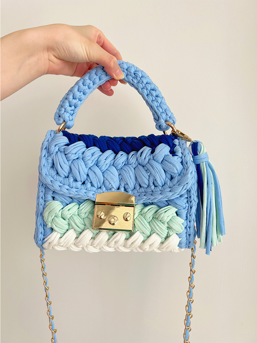 Women's Small Cotton Color Block Vintage Style Lock Clasp Handbag display picture 10