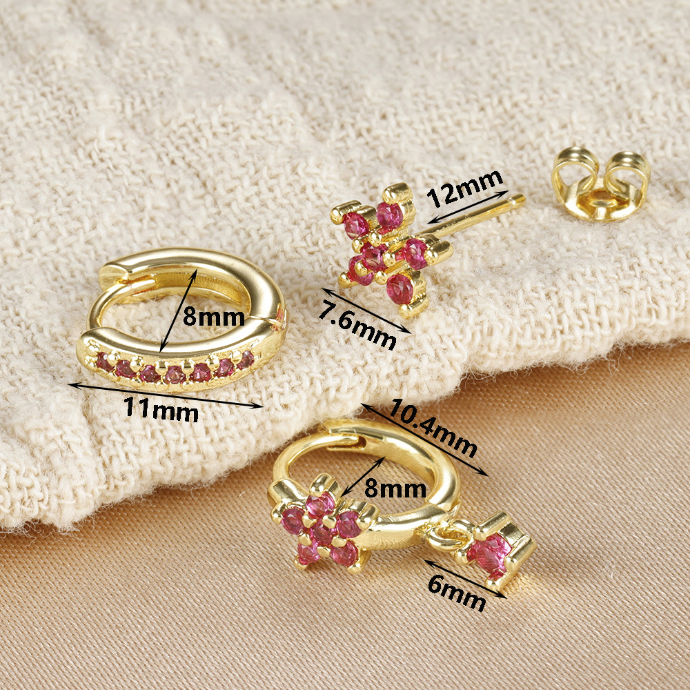 10g Weight Copper Ear Needle Material Charm Sleeper Hoop Earrings, Earrings, Ear Studs Classification 1 Set Quantity Casual, Daily, Sleeping Occasion Copper Material Circle, Flower Pattern All Seasons Season Women's Gender Elegant Style Circle Flower Copper Elegant Charm Sleeper Hoop Earrings Earrings Ear Studs 无