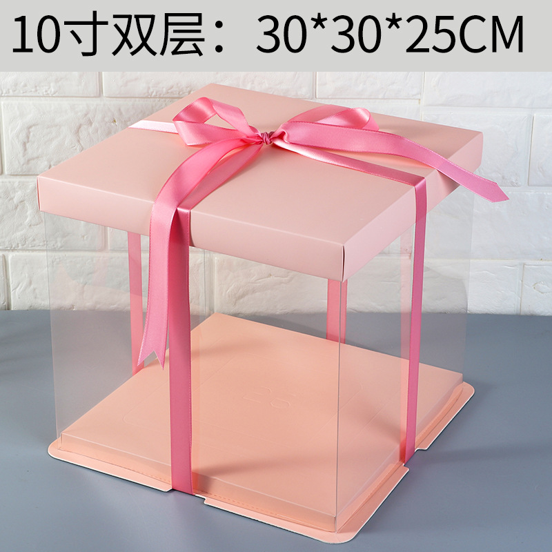 Caja de pastel de cumpleaños caja de embalaje 6 6 6 8 8 8 10 + 12 pulgadas sola capa doble cuadrado caja de embalaje transparente caja de regalo Internet celebridad