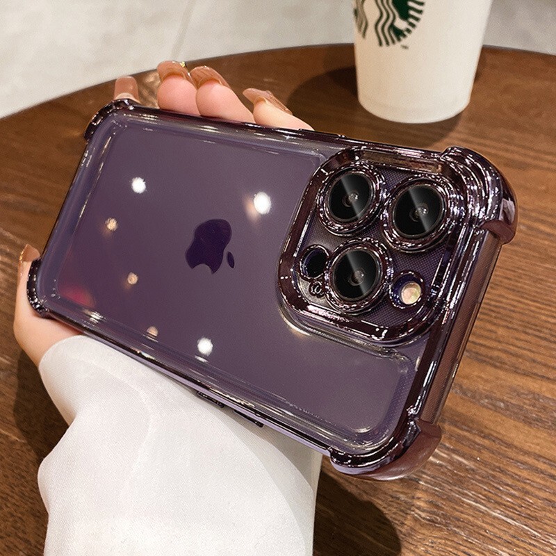 iPhone17対応 四隅エアバッグ落下防止スマホケース Apple 16PROMAX 透明レンズフィルム 15保護ケース X|undefined