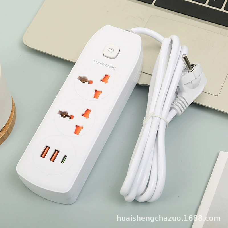 Удлинитель на 2 USB + 1 Type-C с защитной дверцей, нейтральная упаковка, по стандартам: британский, ОАЭ, европейский, американский