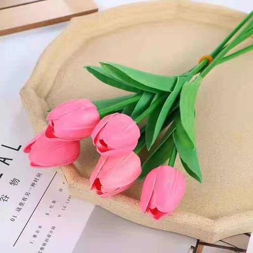 Simulated flower moisture-handled tulip home living room decoration photo prop small and fresh fake flower bedroom decoration