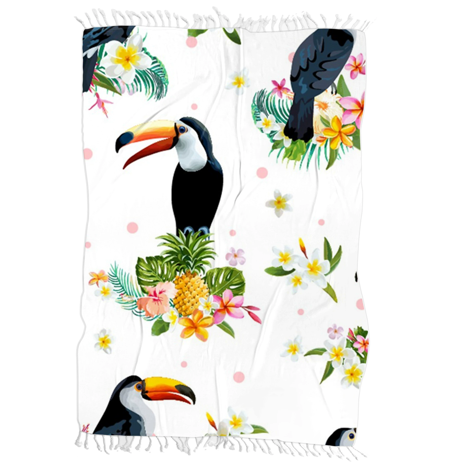 Подушка взморья Микрофибер пляжного полотенца квадрата Тассел прямоугольный банный Фламинго печатания полотенца 3Д цифров