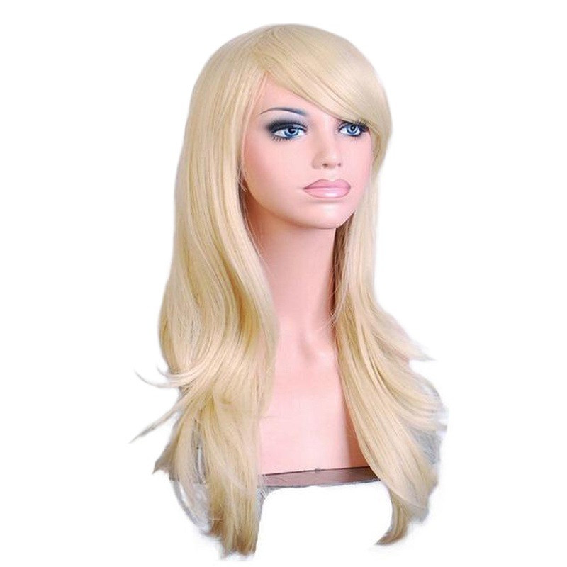 Al por mayor europeo y americano popular largo rizado color anime cos gradiente Harajuku peluca Cosplay pelo recto largo en stock
