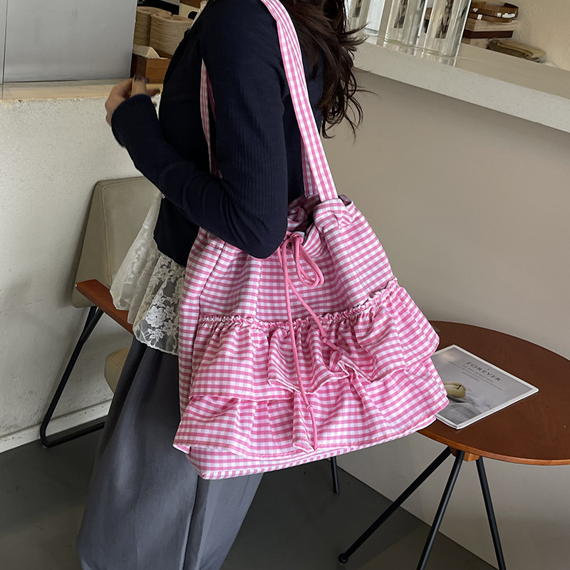 New Korean Style Fresh and Cute Lace Shoulder Bag Comfortable and Durable Large Capacity Tote Bag Spring and Summer Atmosphere Bag New Korean Style Fresh and Cute Lace Shoulder Bag Comfortable and Durable Large Capacity Tote Bag Spring and Summer Atmosphere Bag