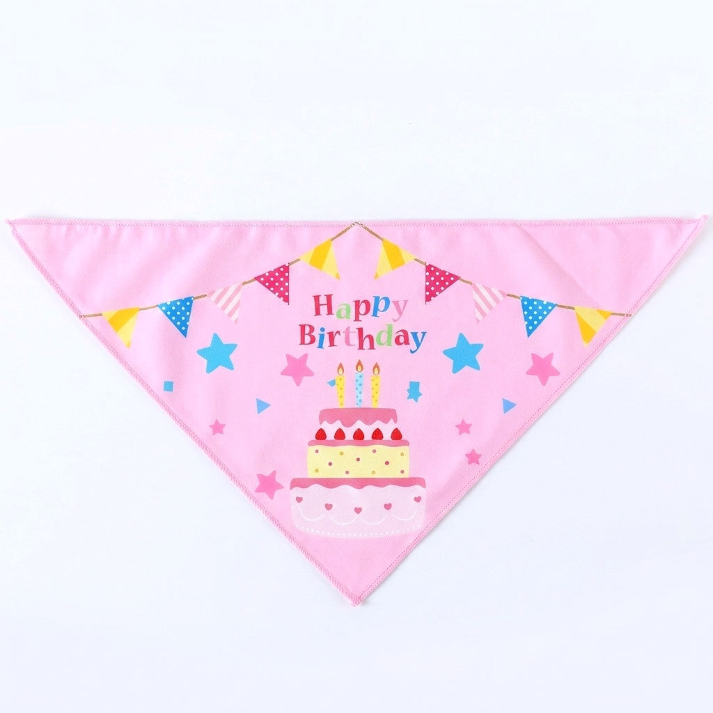 Comercio exterior Amazon mascota gato perro cumpleaños equipo de dibujos animados impresión toalla triangular toalla saliva collar accesorios