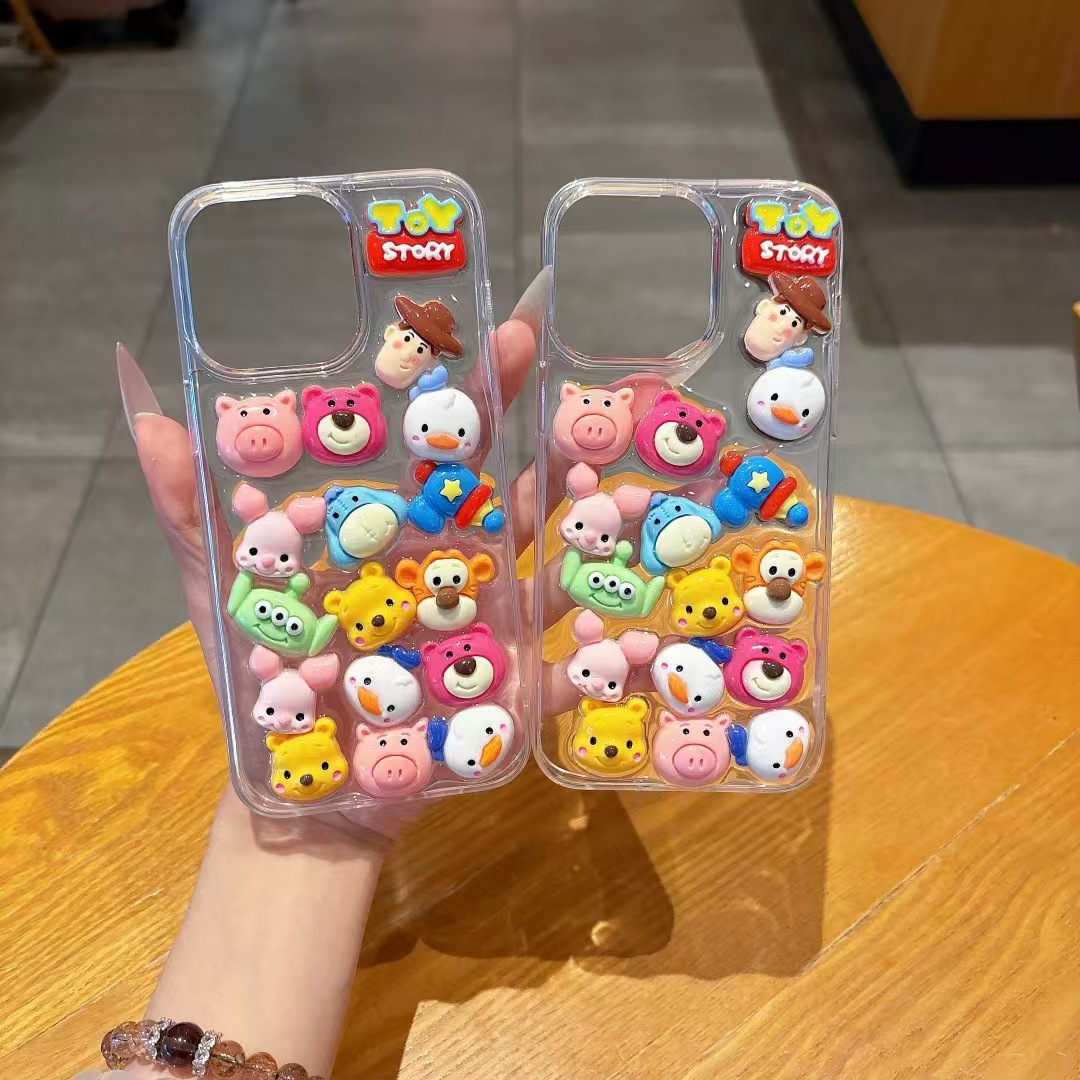 Suitable for Apple 16Promax Mobile Phone Case New Iphone17 Stereo Strawberry Bear 15Pro High-End Plus