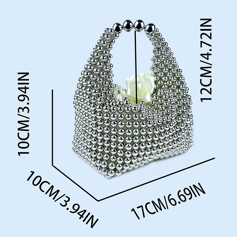 412g Weight Polyester Lining Material Beading Fashion Element String Closure Type Top Handle Strap Type Bucket Bag Bags Type Daily, Street, Shopping Occasion Plastic Material New Year Festival Solid Color Pattern All Seasons Season Women's Gender Elegant, Streetwear Style Pillow Shape Shape Small Size Women's Small Plastic Solid Color Elegant Streetwear Beading Pillow Shape String Bucket Bag 22