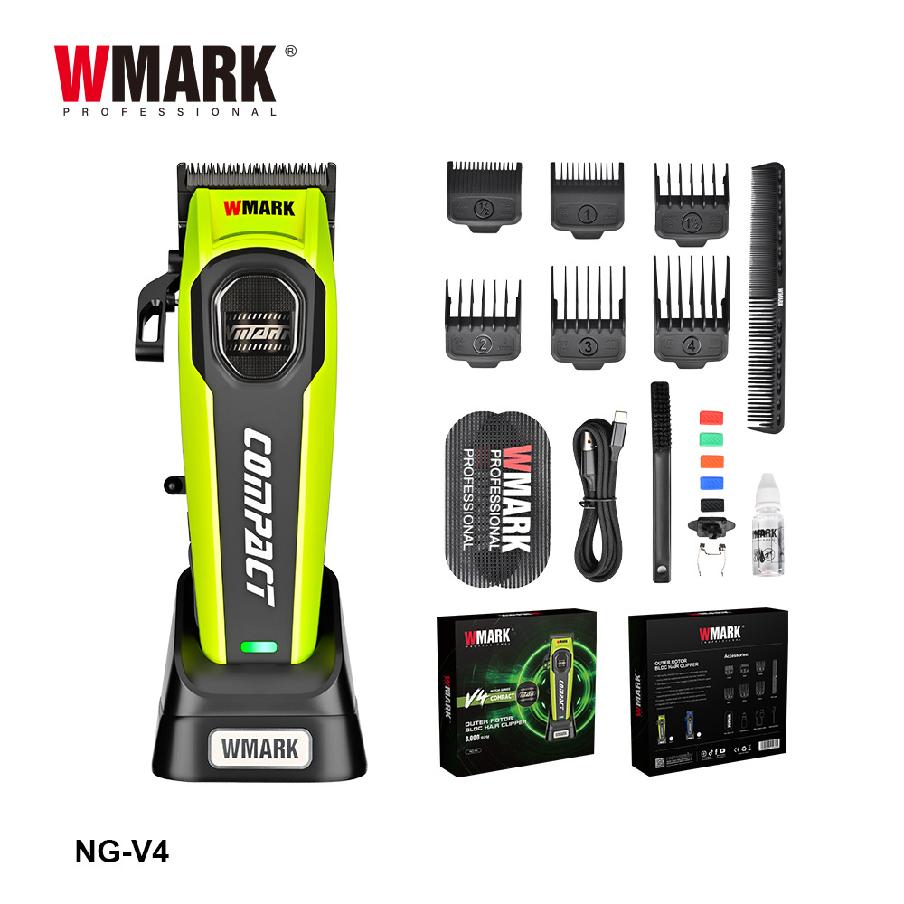 Wmark External Rotor Brushless Carving Clipper 8000 Rpm Dlc Blade Oil Head Gradient Hair Salon Professional Hair Clipper