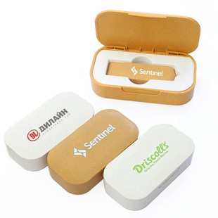 New wheat straw biodegradable box 64GB U disk environmental protection style can be personalized custom lLOGO U disk