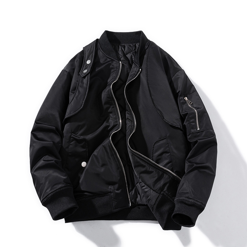 Men's Clothing men's jacket casual loose thickened baseball jacket men's trendy brand cotton coat_voghion.com