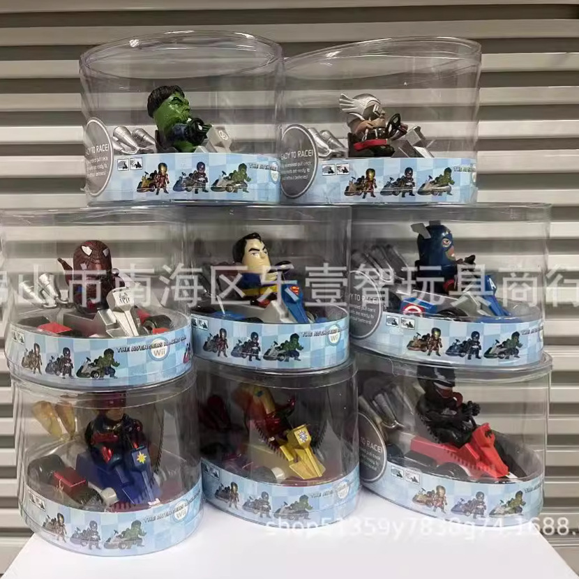 Marvel漫威雷神美国队长绿巨人超人蜘蛛侠卡丁车回力车模型玩具