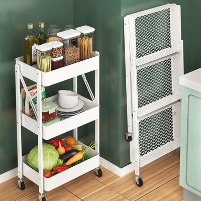 kitchen Shelf Foldable install Storage rack baby Supplies Trolley Shower Room move multi-storey Storage racks